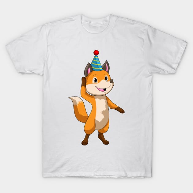 Fox at Party with Party hat T-Shirt by Markus Schnabel